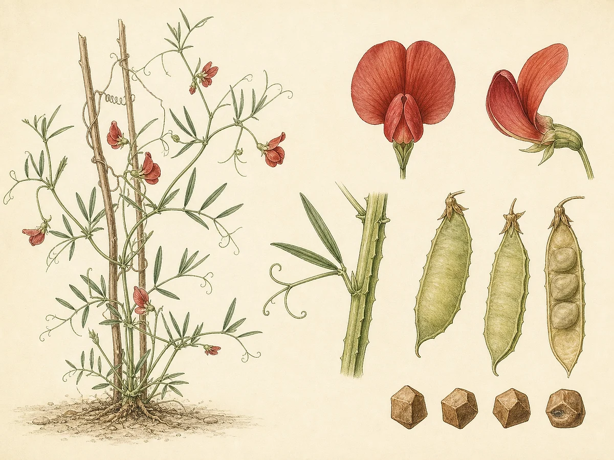 Prancha botânica documental de Lathyrus cicera, trepadeira introduzida registada no arquipélago da Madeira