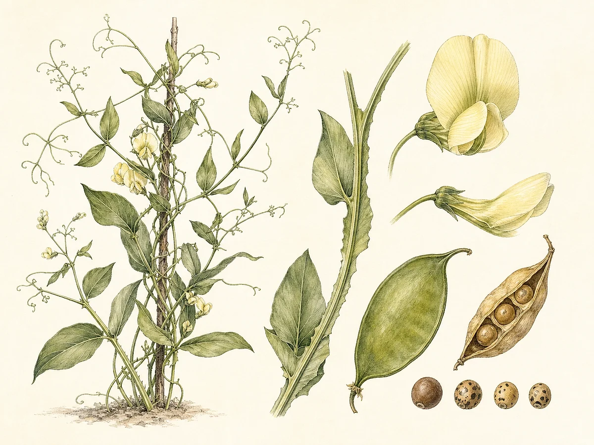Prancha botânica documental de Lathyrus ochrus, trepadeira introduzida registada no arquipélago da Madeira
