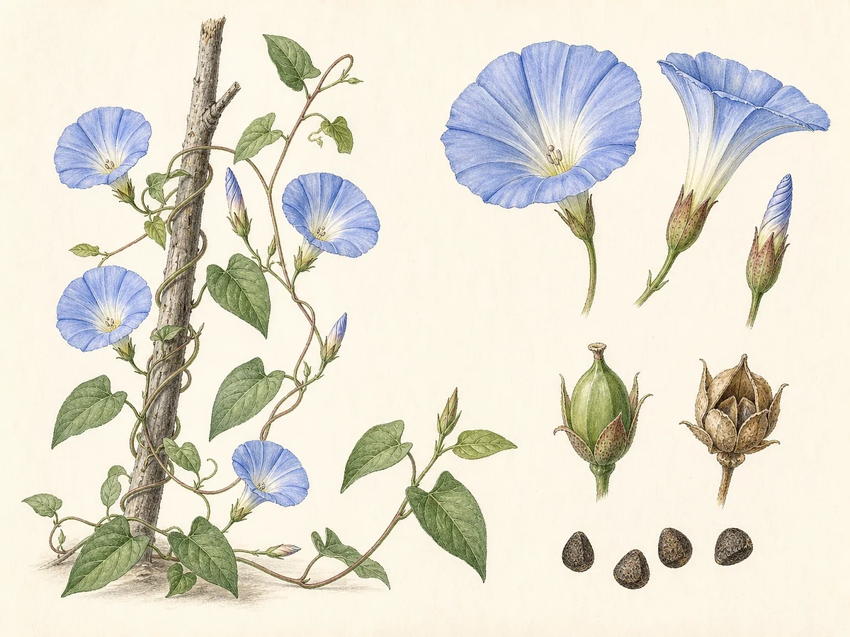 Prancha botânica documental de Convolvulus siculus subsp. siculus, trepadeira autóctone registada no arquipélago da Madeira
