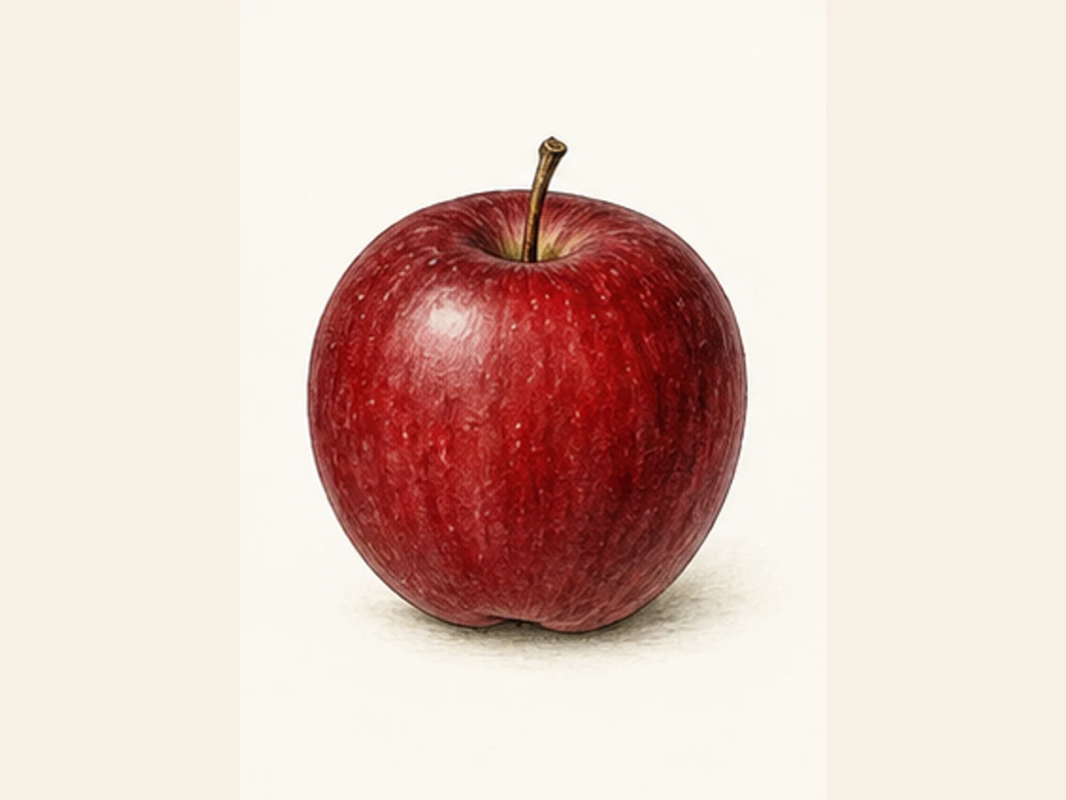 Ilustração editorial representativa de macieira para a ficha de Cravinho; não autentica o material, uma planta, fruto, clone ou lote