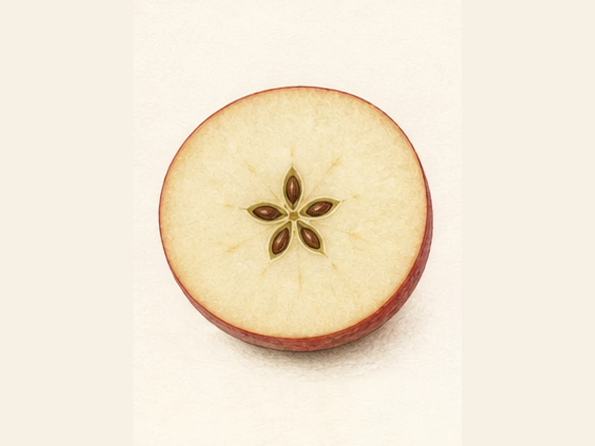 Ilustração editorial representativa de macieira para a ficha de Do Limoeiro; não autentica o material, uma planta, fruto, clone ou lote