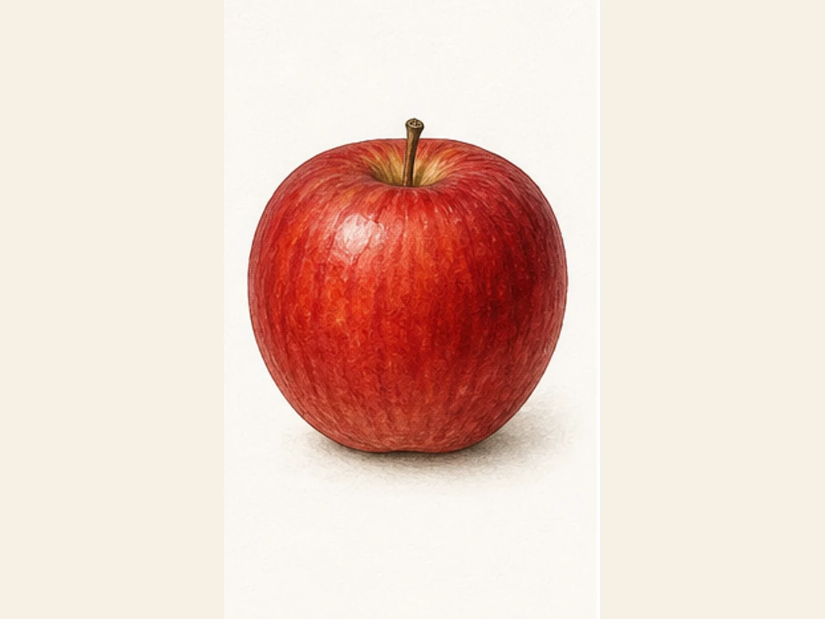 Ilustração editorial representativa de macieira para a ficha de Doce; não autentica o material, uma planta, fruto, clone ou lote