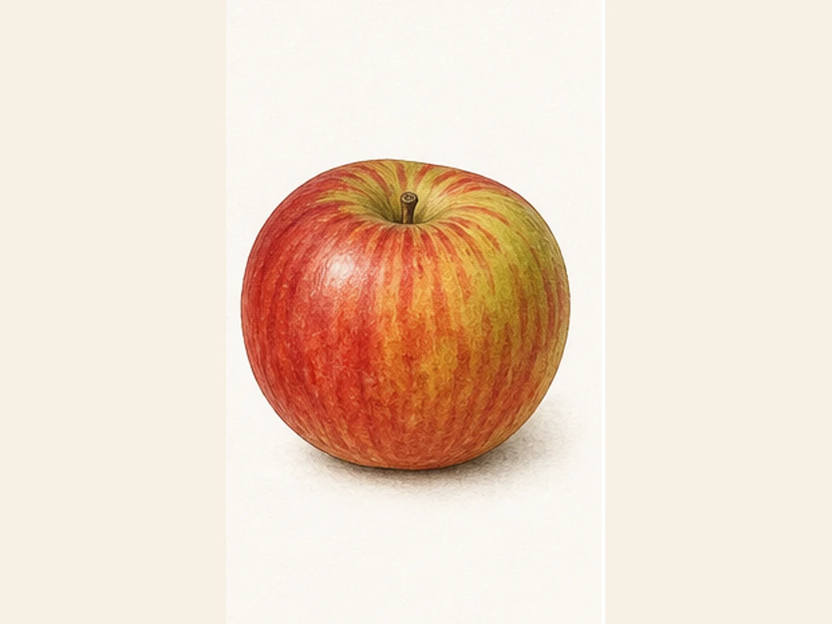 Ilustração editorial representativa de macieira para a ficha de Espriega; não autentica o material, uma planta, fruto, clone ou lote