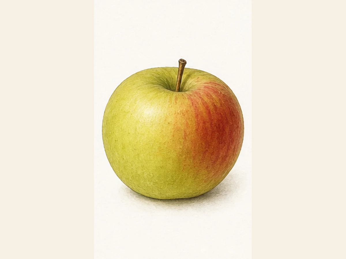 Ilustração editorial representativa de macieira para a ficha de Figueira; não autentica o material, uma planta, fruto, clone ou lote