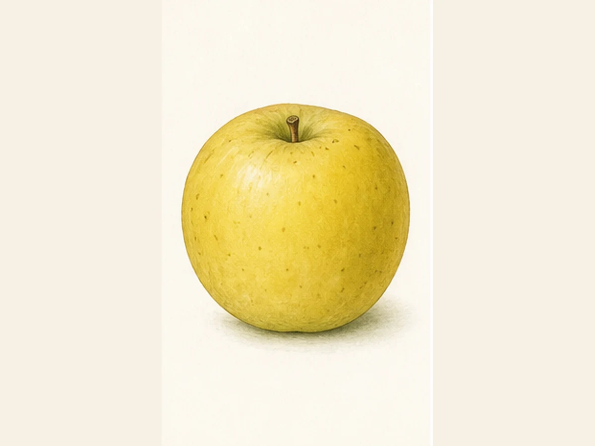 Ilustração editorial representativa de macieira para a ficha de Híbrido; não autentica o material, uma planta, fruto, clone ou lote