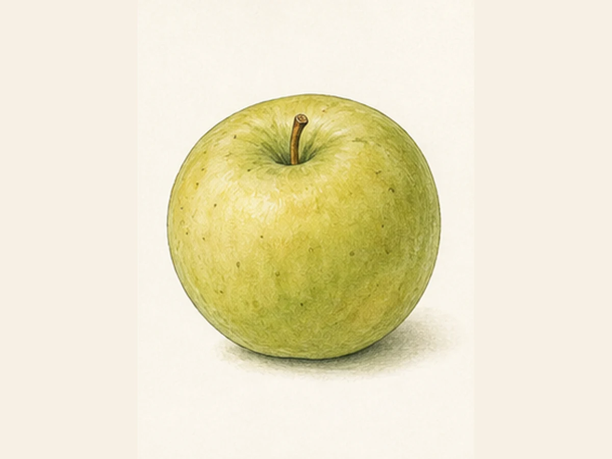 Ilustração editorial representativa de macieira para a ficha de Padre Inacio 1; não autentica o material, uma planta, fruto, clone ou lote