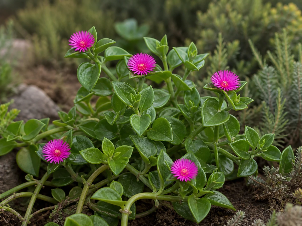 Prancha botânica complementar de Apténia — exceção madeirense documentada (Aptenia cordifolia) com caracteres de identificação e ciclo de vida