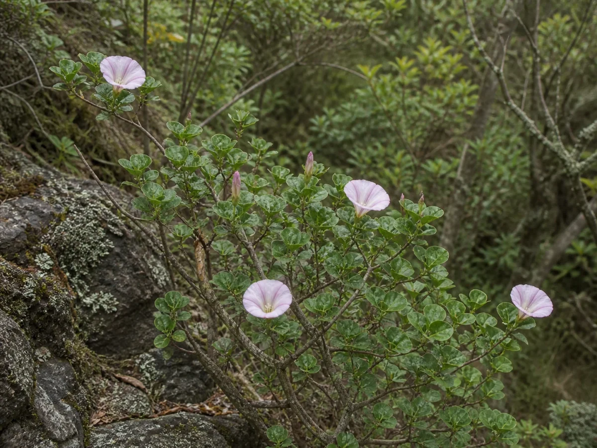 Prancha botânica complementar de Corriola-de-Masson (Convolvulus massonii) com caracteres de identificação e ciclo de vida