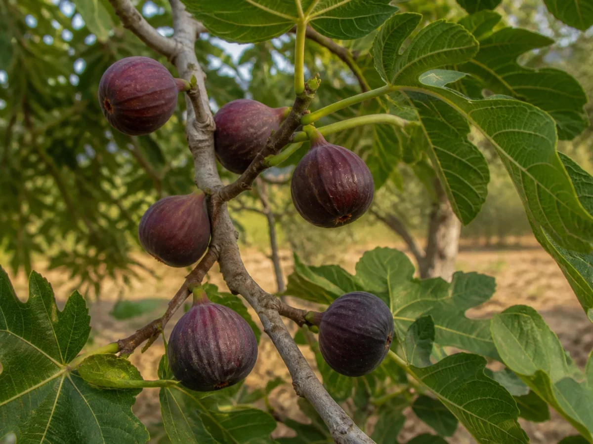 Prancha botânica complementar de Figueira ‘Côtea’ (Ficus carica L. ‘Côtea’) com caracteres de identificação e ciclo de vida