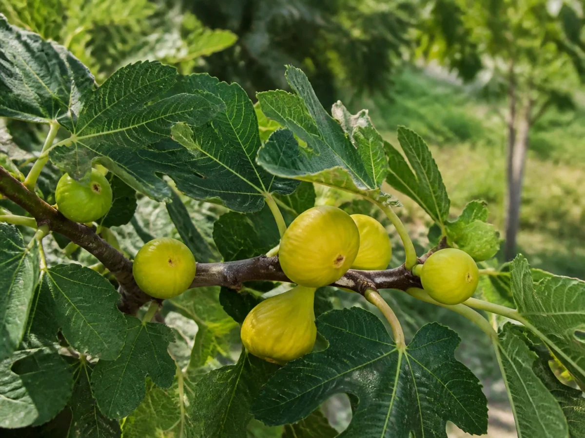Prancha botânica complementar de Figueira ‘Pingo de Mel’ (Ficus carica L. ‘Pingo de Mel’) com caracteres de identificação e ciclo de vida
