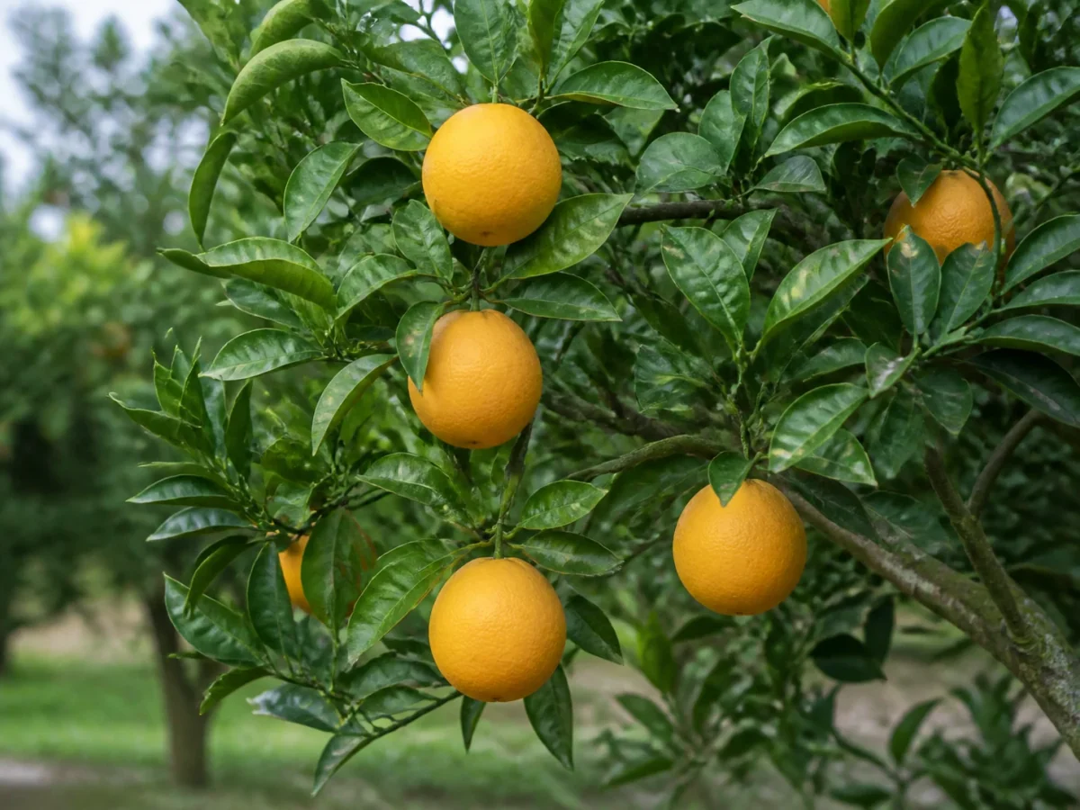 Prancha botânica complementar de Laranjeira ‘Prata’ (Citrus sinensis (L.) Osbeck ‘Prata’) com caracteres de identificação e ciclo de vida