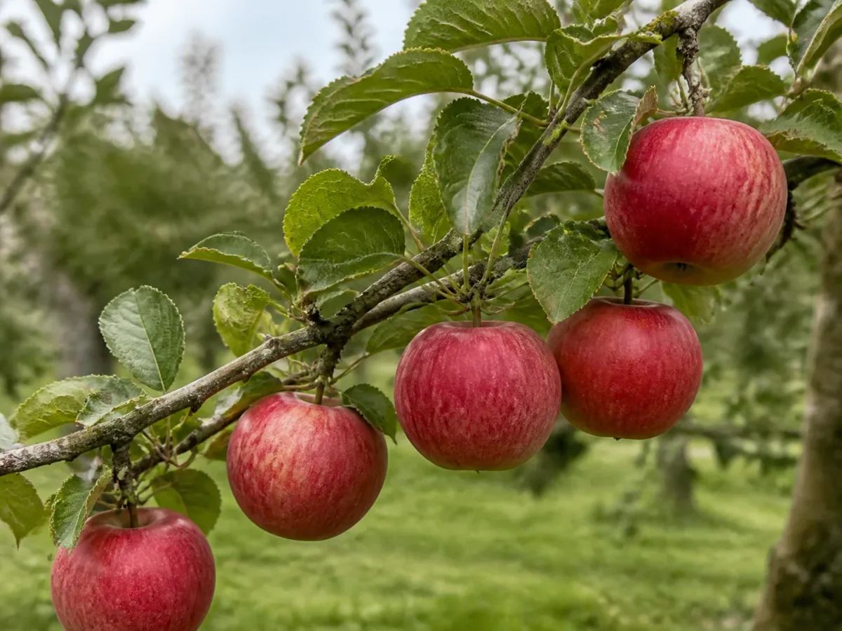 Prancha botânica complementar de Macieira ‘Americana’ (Malus domestica Mill. ‘Americana’) com caracteres de identificação e ciclo de vida