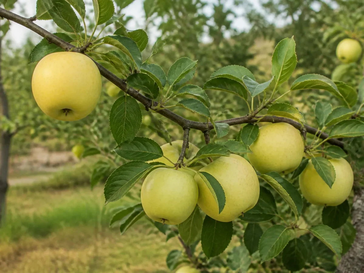 Prancha botânica complementar de Macieira ‘Branca’ (Malus domestica Mill. ‘Branca’) com caracteres de identificação e ciclo de vida
