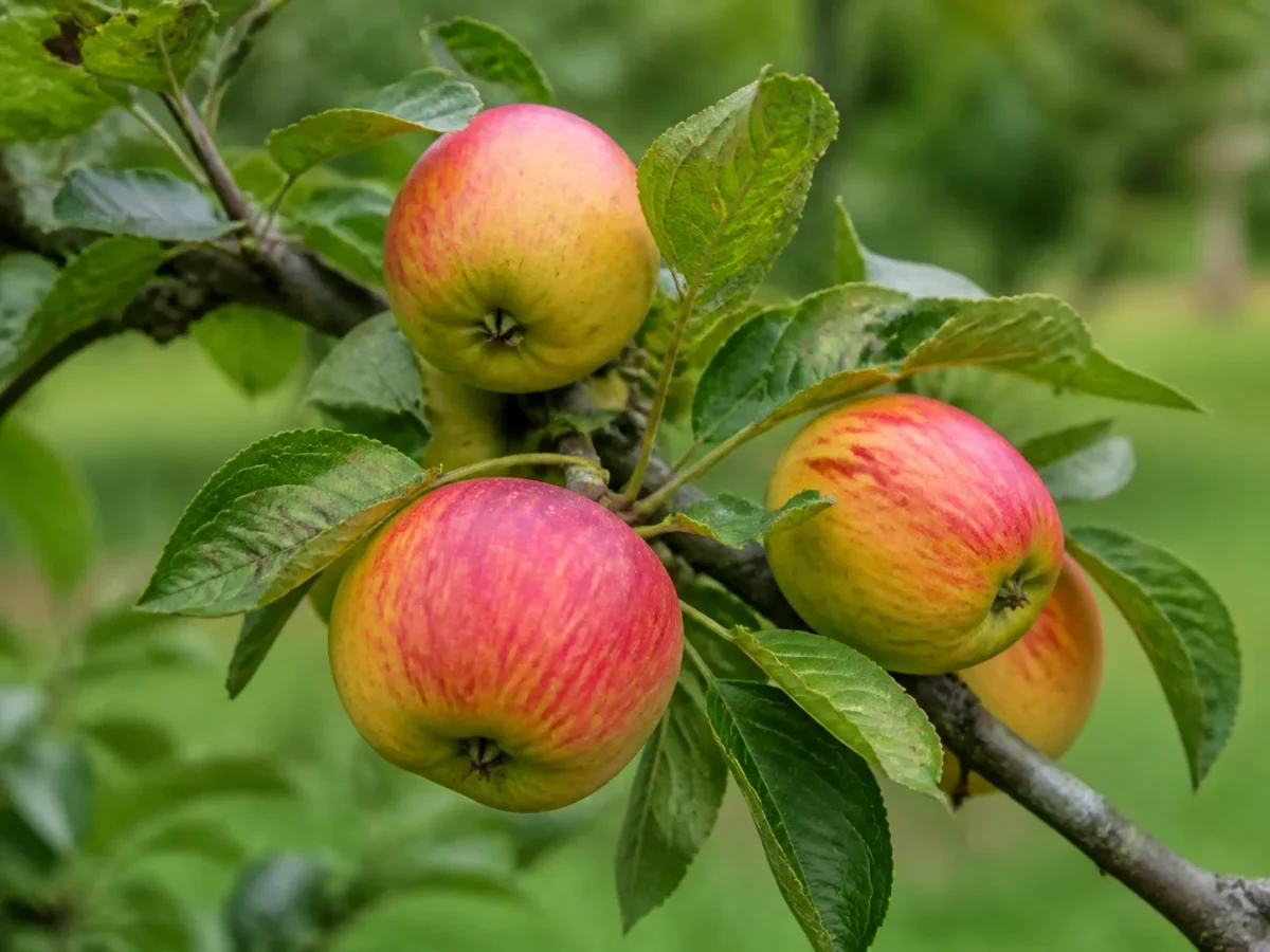 Prancha botânica complementar de Macieira ‘Carneira’ (Malus domestica Mill. ‘Carneira’) com caracteres de identificação e ciclo de vida