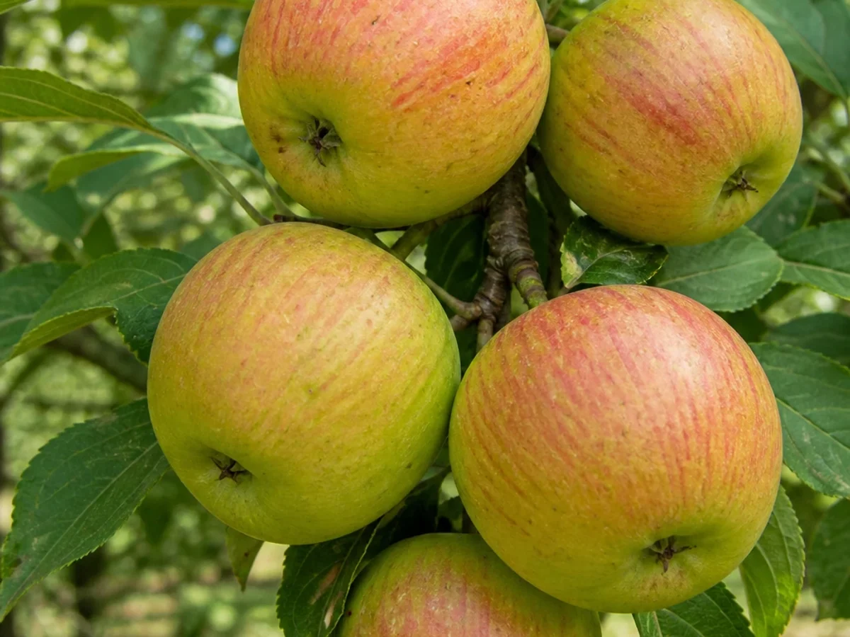 Prancha botânica complementar de Macieira ‘Das Malhas’ (Malus domestica Mill. ‘Das Malhas’) com caracteres de identificação e ciclo de vida