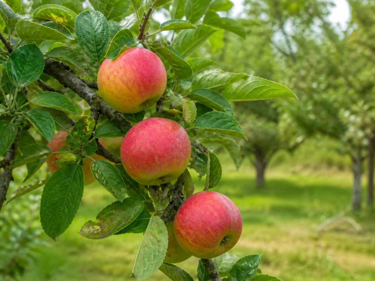 Prancha botânica complementar de Macieira ‘Lixa Corada’ (Malus domestica Mill. ‘Lixa Corada’) com caracteres de identificação e ciclo de vida