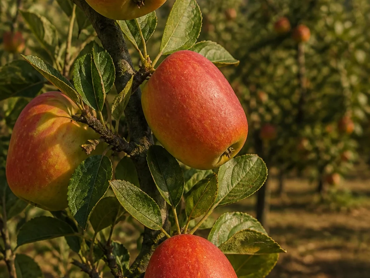 Prancha botânica complementar de Macieira ‘Malápio Cunha’ (Malus domestica Mill. ‘Malápio Cunha’) com caracteres de identificação e ciclo de vida