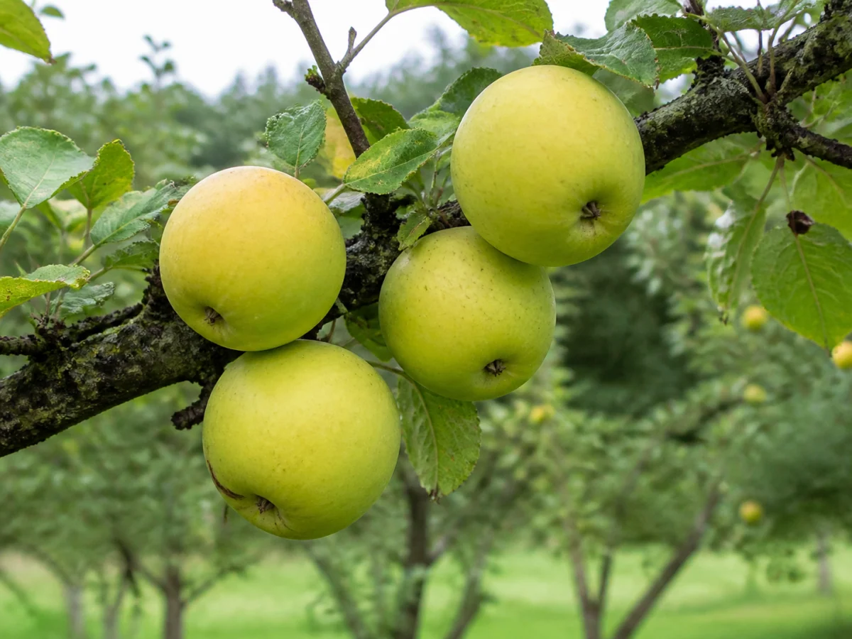 Prancha botânica complementar de Macieira ‘Malápio do IEFC’ (Malus domestica Mill. ‘Malápio do IEFC’) com caracteres de identificação e ciclo de vida