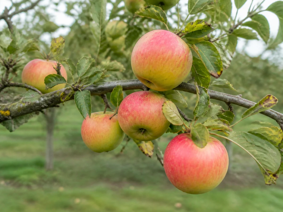 Prancha botânica complementar de Macieira ‘Malápio Rosa’ (Malus domestica Mill. ‘Malápio Rosa’) com caracteres de identificação e ciclo de vida