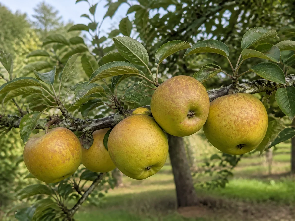 Prancha botânica complementar de Macieira ‘Pardo Lindo Doce’ (Malus domestica Mill. ‘Pardo Lindo Doce’) com caracteres de identificação e ciclo de vida