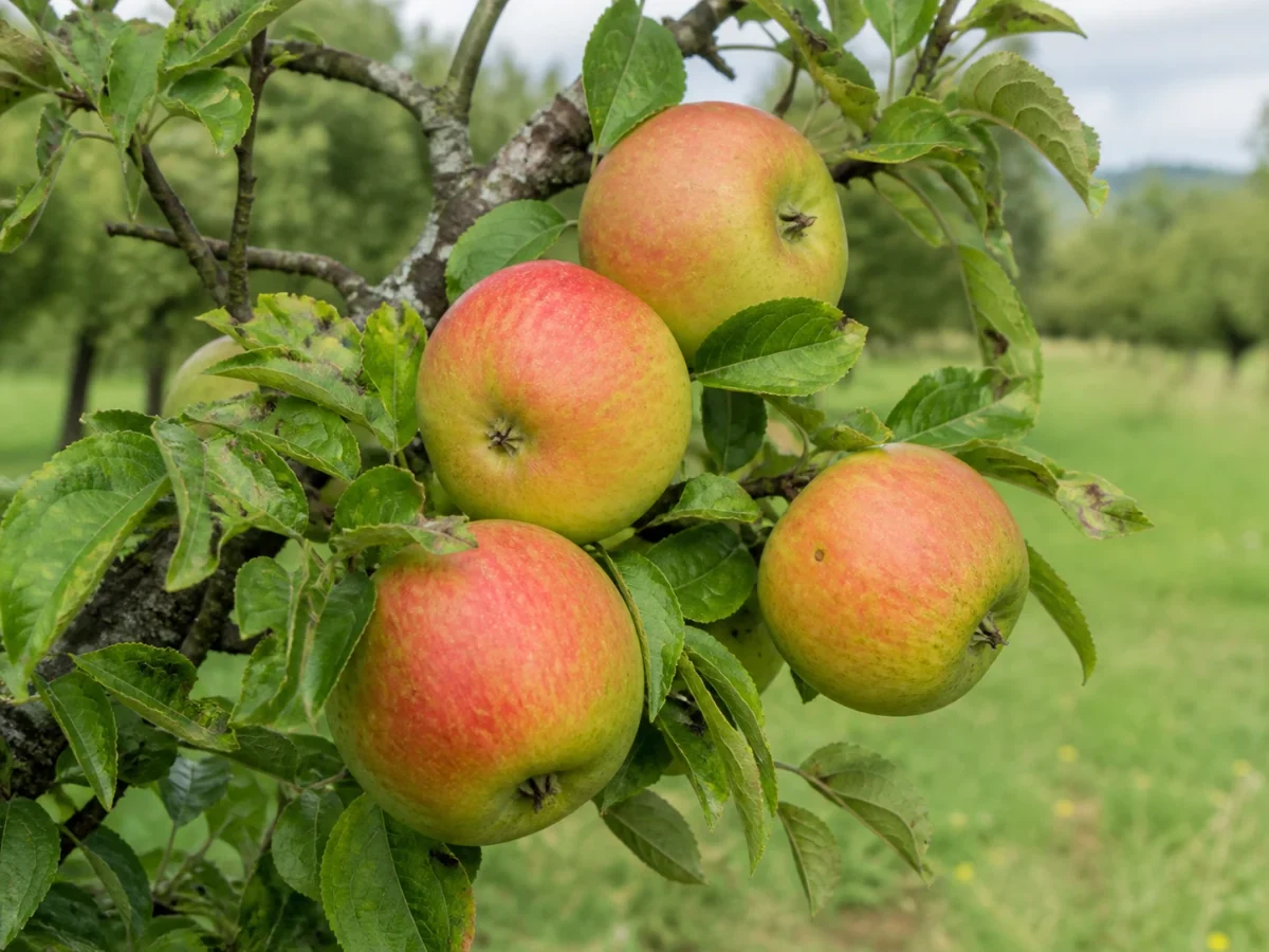 Prancha botânica complementar de Macieira ‘Pêro Burro’ (Malus domestica Mill. ‘Pêro Burro’) com caracteres de identificação e ciclo de vida