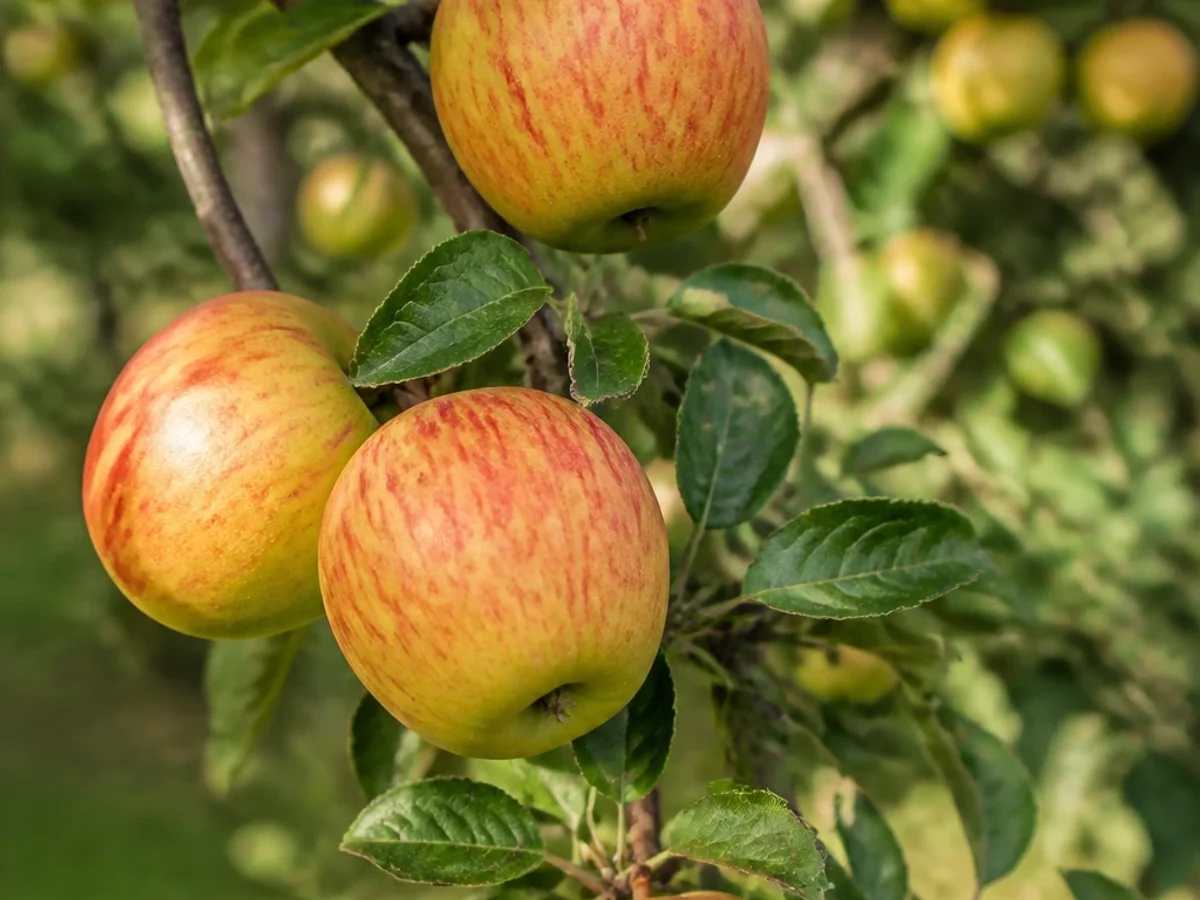 Prancha botânica complementar de Macieira ‘Pêro Domingos’ (Malus domestica Mill. ‘Pêro Domingos’) com caracteres de identificação e ciclo de vida