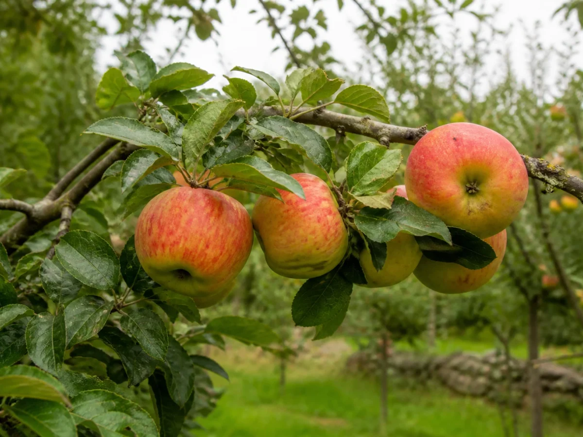 Prancha botânica complementar de Macieira ‘Pêro Pam’ (Malus domestica Mill. ‘Pêro Pam’) com caracteres de identificação e ciclo de vida