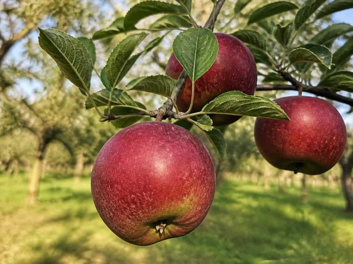 Prancha botânica complementar de Macieira ‘Pêro Vermelho’ (Malus domestica Mill. ‘Pêro Vermelho’) com caracteres de identificação e ciclo de vida
