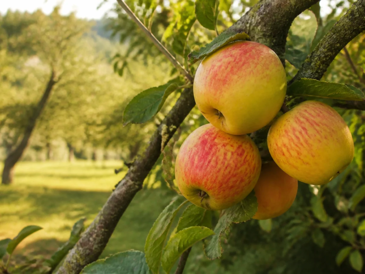 Prancha botânica complementar de Macieira ‘Pêro Viúva Alegre’ (Malus domestica Mill. ‘Pêro Viúva Alegre’) com caracteres de identificação e ciclo de vida