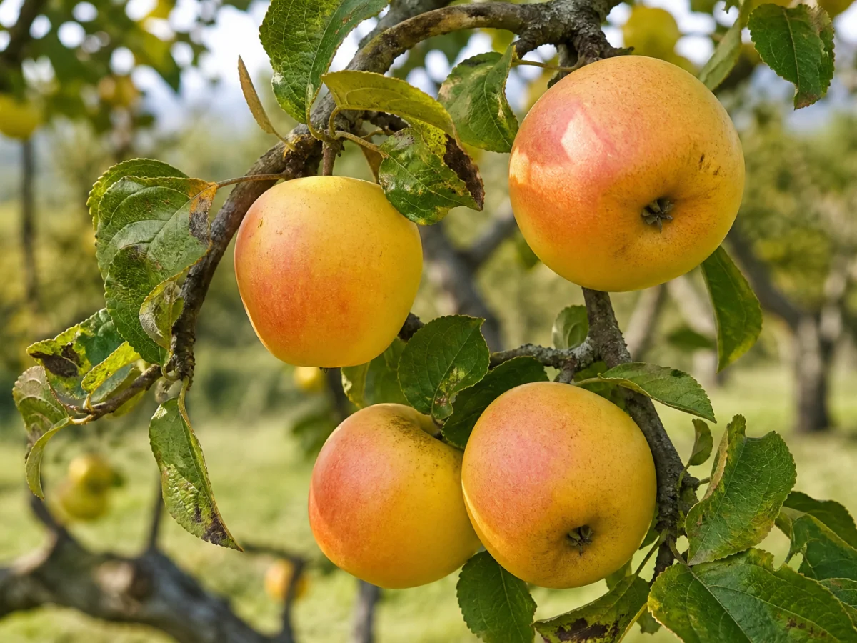 Prancha botânica complementar de Macieira ‘Rainha’ (Malus domestica Mill. ‘Rainha’) com caracteres de identificação e ciclo de vida