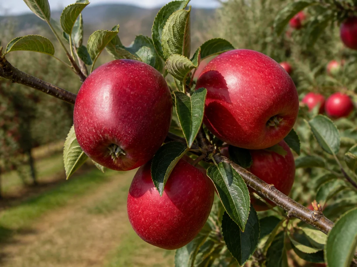 Prancha botânica complementar de Macieira ‘Santiago Vermelho’ (Malus domestica Mill. ‘Santiago Vermelho’) com caracteres de identificação e ciclo de vida