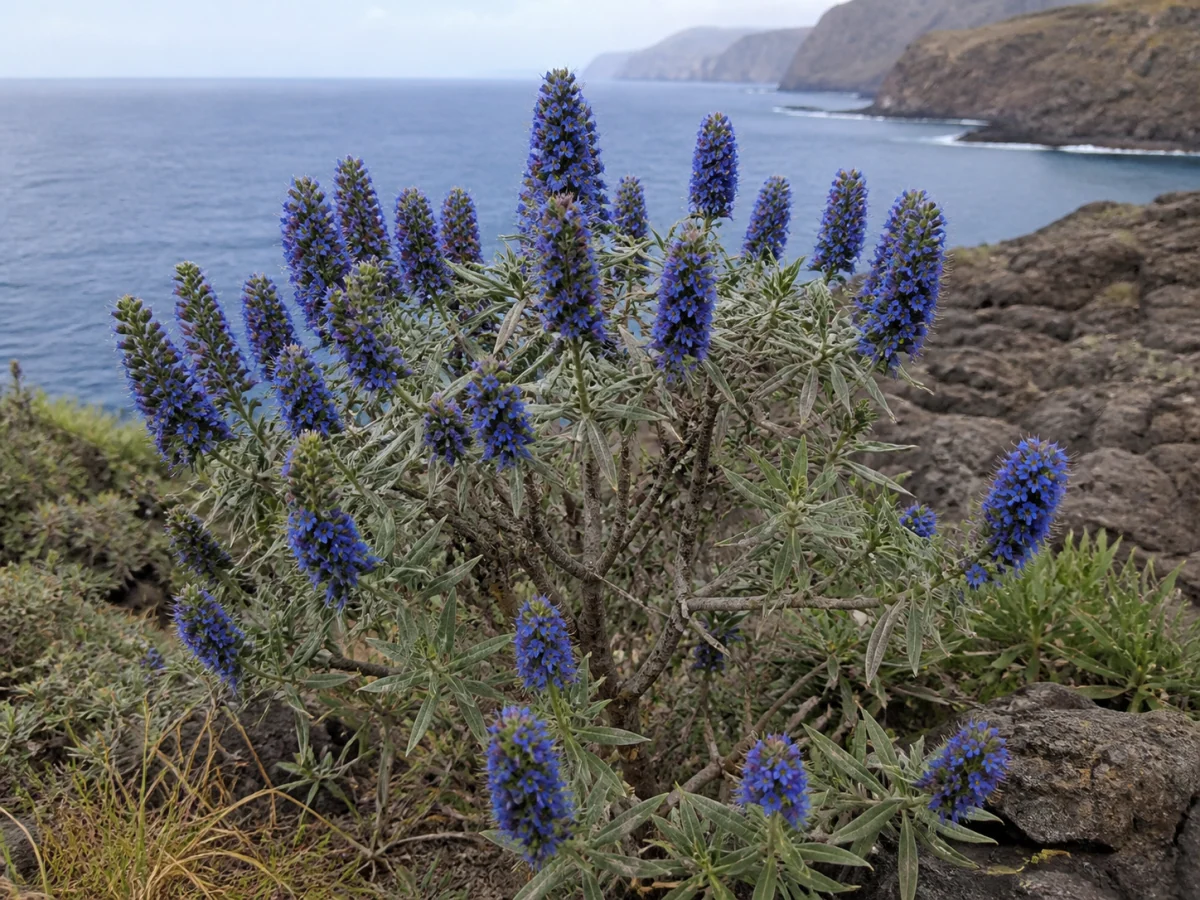 Prancha botânica complementar de Massaroco-costeiro (Echium nervosum) com caracteres de identificação e ciclo de vida