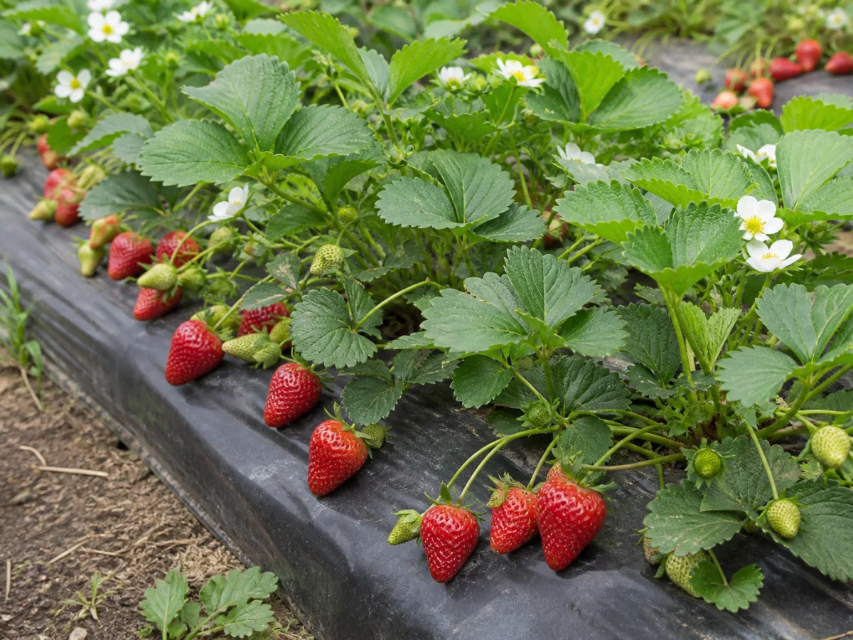 Prancha botânica complementar de Morangueiro ‘UCD VICTOR’ (Fragaria L. ‘UCD VICTOR’) com caracteres de identificação e ciclo de vida