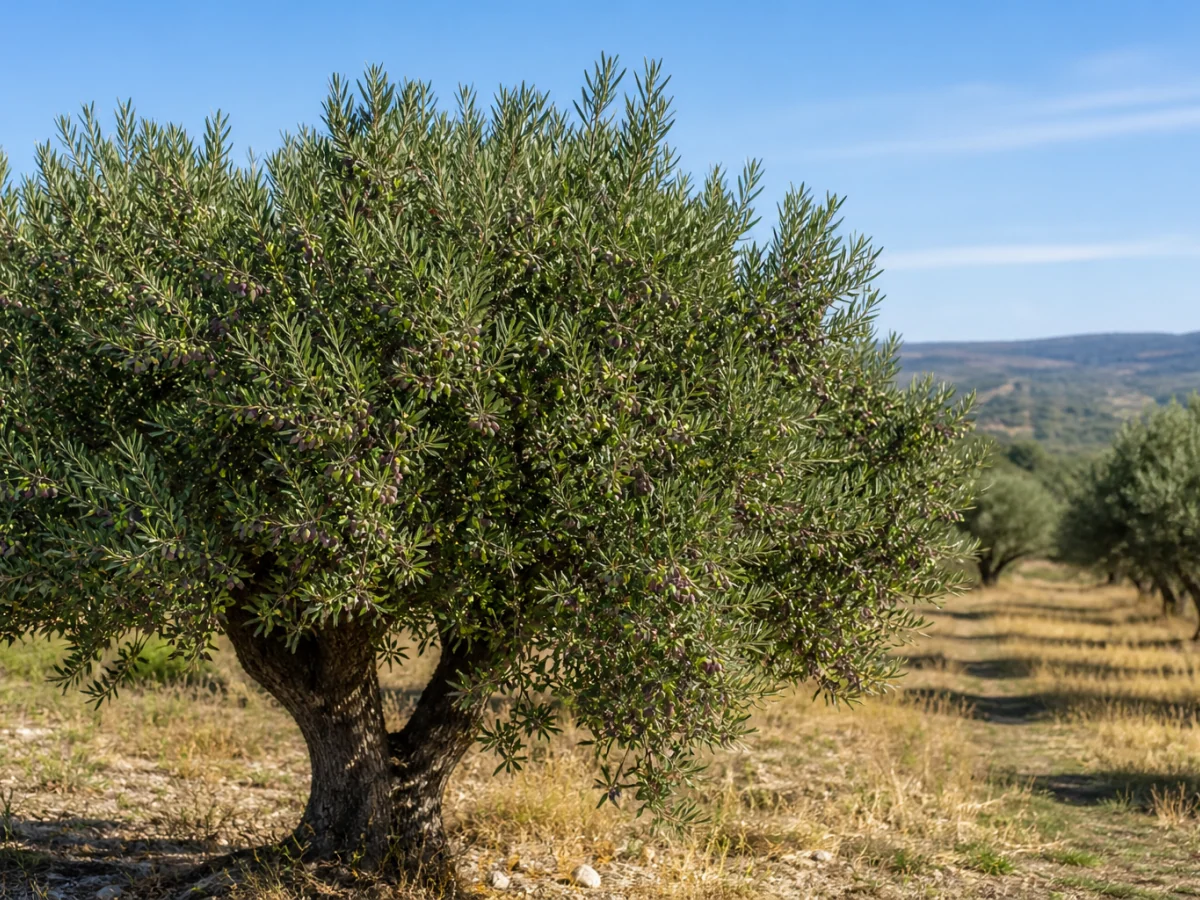 Prancha botânica complementar de Oliveira ‘Carrasquenho Miúdo’ (Olea europaea L. ‘Carrasquenho Miúdo’) com caracteres de identificação e ciclo de vida
