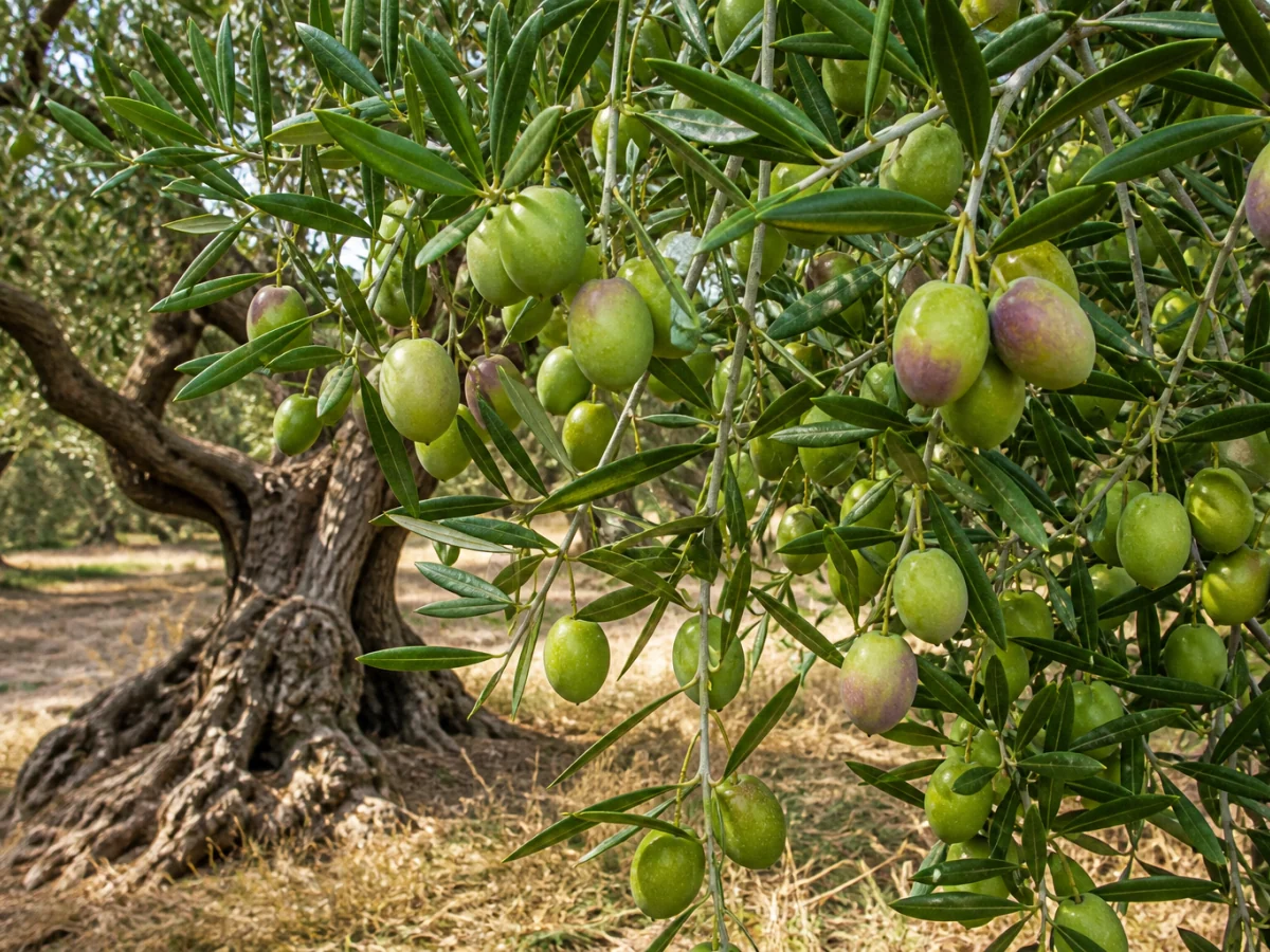 Prancha botânica complementar de Oliveira ‘Enxerta’ (Olea europaea L. ‘Enxerta’) com caracteres de identificação e ciclo de vida