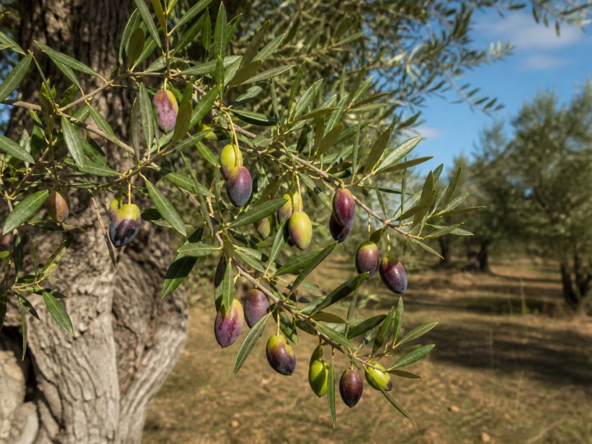 Prancha botânica complementar de Oliveira ‘Longar’ (Olea europaea L. ‘Longar’) com caracteres de identificação e ciclo de vida