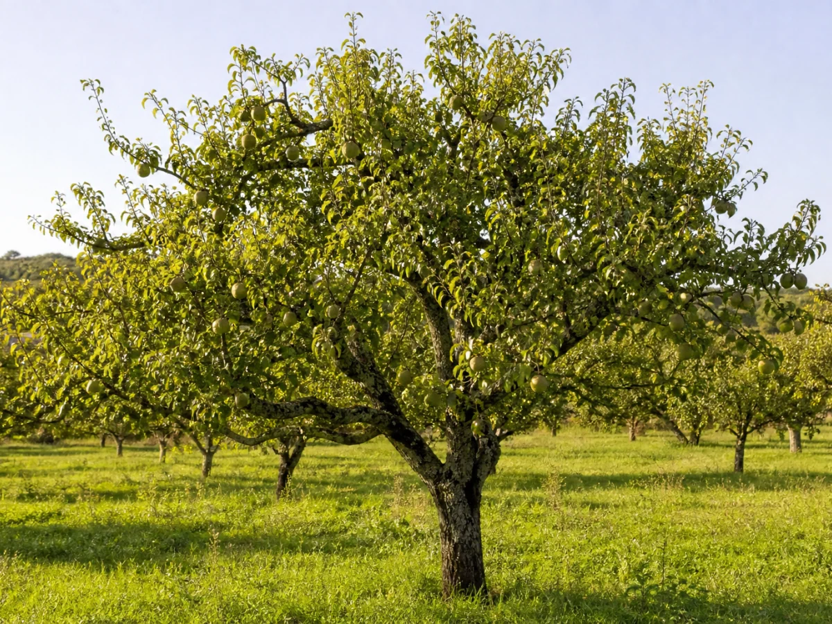 Prancha botânica complementar de Pereira ‘Cristo’ (Pyrus communis L. ‘Cristo’) com caracteres de identificação e ciclo de vida