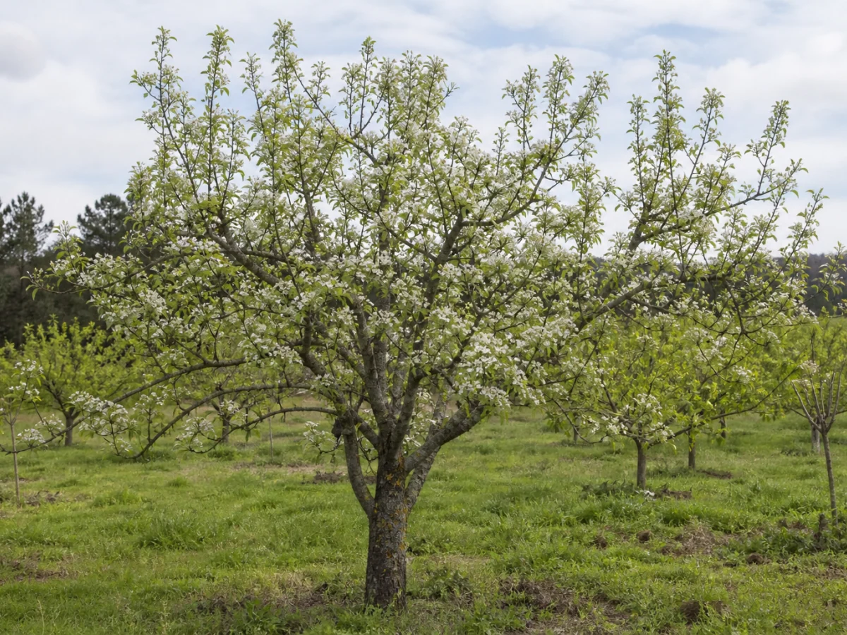 Prancha botânica complementar de Pereira ‘Tenra de São Jorge’ (Pyrus communis L. ‘Tenra de São Jorge’) com caracteres de identificação e ciclo de vida
