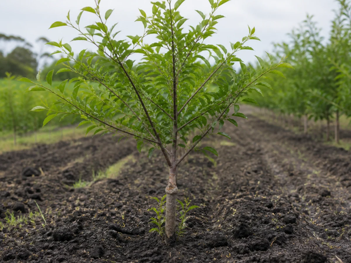 Prancha botânica complementar de Porta-enxerto Marianna 2624 (Prunus cerasifera × Prunus munsoniana 'Marianna 2624') com caracteres de identificação e ciclo de vida