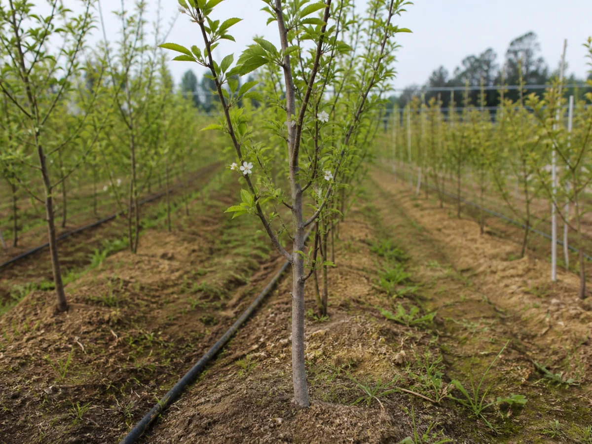 Prancha botânica complementar de Porta-enxerto Myrobalan 29C (Prunus cerasifera 'Myrobalan 29C') com caracteres de identificação e ciclo de vida