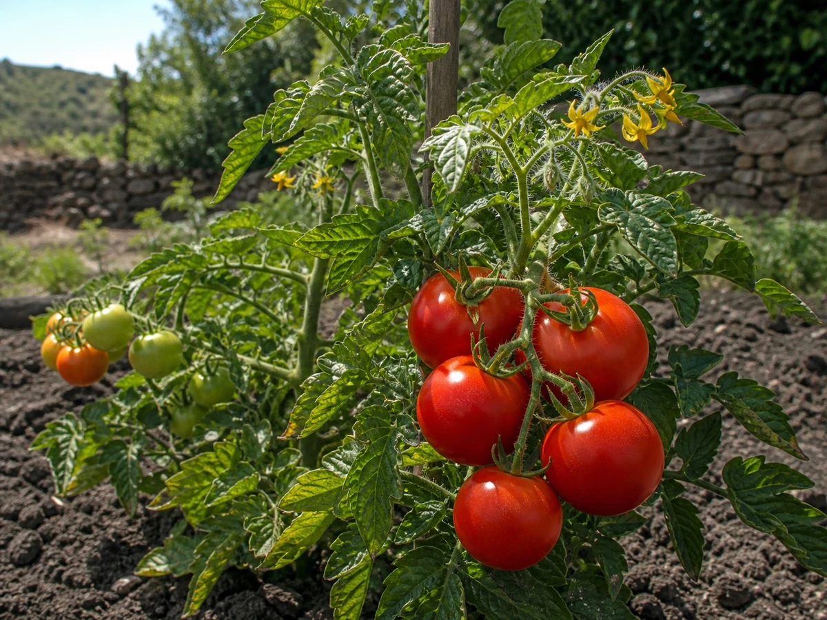 Prancha botânica complementar de Tomate da Campina (Solanum lycopersicum 'Da Campina') com caracteres de identificação e ciclo de vida